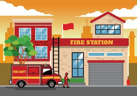 Fire Truck Craft, Mr Bean Cartoon, Community Places, Building Map, Easy Halloween Party, Student Resources, Preschool Activity, Teaching Aids, Fire Safety