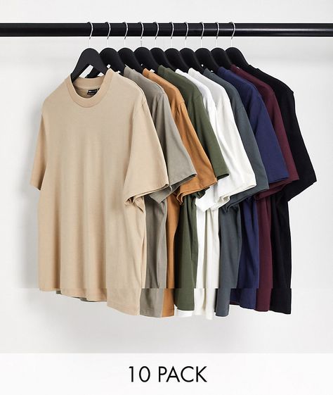 T-Shirts & Vests by ASOS DESIGN Act casual Pack of 10 Plain design Crew neck Short sleeves Regular fit Mens Plain T Shirts, Style Chart, Plain Sweaters, Men Fashion Casual Outfits, T-shirts & Tank Tops, Photoshoot Outfits, Plain Shirts, Tshirt Outfits, Plain Tshirt