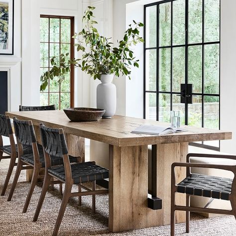 Harvest Dining Table, Table With Chairs, Steampunk Decor, Small Kitchens, Trestle Dining Tables, Luxury Dining, Dining Room Inspiration, Dining Table Design, Decor Minimalist