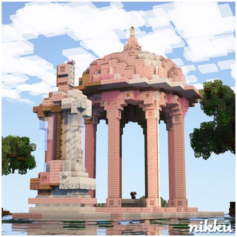 Pastel Pavillion 🌸🎨 #gazebo fans will see this and comment "hell yeah" this build is 100% survival friendly (except the water) - 🔦Shaders: Complimentary 🔧Built on: play.bakery.builders - Be sure to like, follow, and share with your friend who loves Minecraft! - #minecraft #mcpe #minecraftart #minecraftbuild #mcbuilds #minecraftbuilding #minecraftjava #minecraftarchitecture #minecraftonly #minecraftbuilds #minecraftideas #minecrafthouse #minecraftinspiration #minecrafthouses #minecraftcreati... Amethyst Bridge Minecraft, Cute Minecraft Sculptures, Romantic Builds Minecraft, Minecraft Magic Circle, Minecraft Fantasy Gazebo, Minecraft Stone Temple, Mermaid Castle Minecraft, Minecraft Island Town, Mc Gazebo