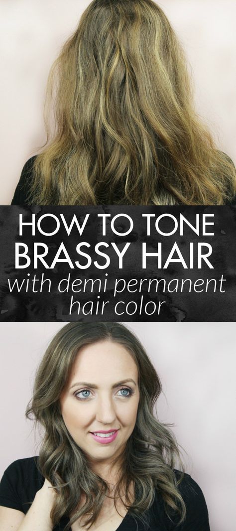 How to Tone Brassy Hair with Demi Permanent Hair Color - toning your hair at home is so easy and only takes 15 minutes! Best Toner For Brassy Hair, Toner For Brassy Hair, Demi Hair Color, Hair Color At Home, Brassy Hair, Sally Beauty Supply, Hair Color Brands, Best Toner, Beauty Hair Color