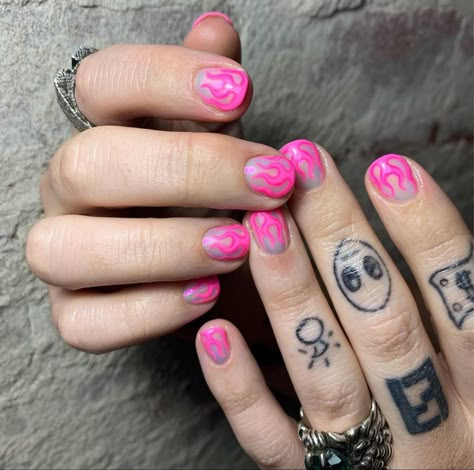 Pink Nails For Men, Guy Nail Designs, Guy Nail Art, Masculine Nails, Masc Nails, Men Hands, Men Nails, Minimal Nails Art, Mens Nails