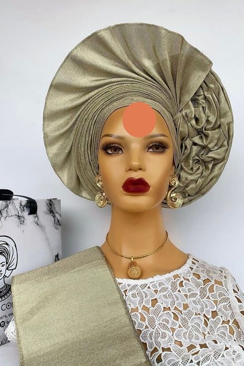 Latest Auto Gele Styles 2023, Auto Gele Styles, Africa Party, Nigerian Gele, Gele Styles, Yoruba Bride, Nigeria Wedding, Mens Diamond Earrings, Fancy Sandals