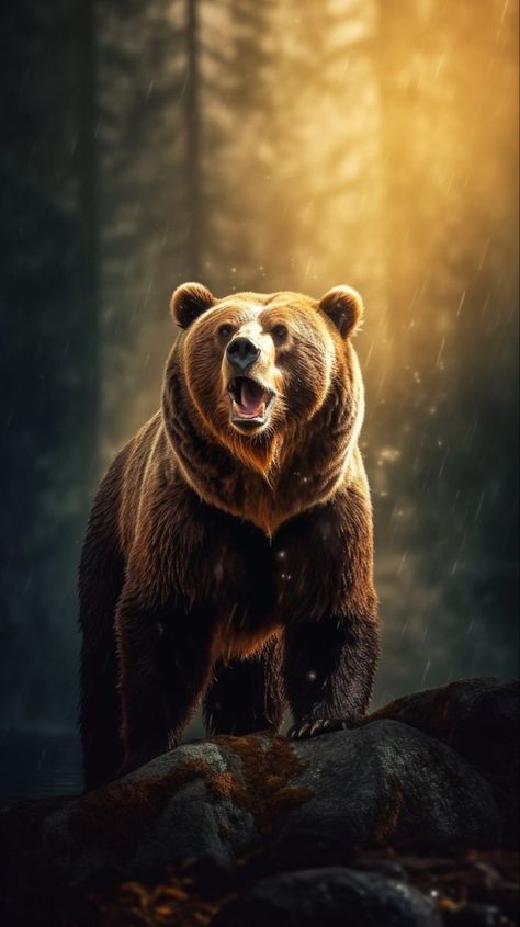 Grizzly Bear Tattoos, Regard Animal, Angry Bear, Wild Animal Wallpaper, Bear Artwork, Bear Tattoos, Bear Paintings, Wild Animals Pictures, Bear Pictures