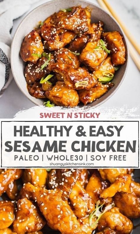 Whole Foods Chicken Recipes, Whole 30 Sesame Chicken, Gluten Free Sesame Chicken Recipe, Paleo Sweet And Sour Chicken, Paleo Chicken Tender Recipes, Whole 30 Recipes Chicken Breast, Easy Paleo Meals Quick, Chicken Breast Recipes Whole 30, Whole 30 Chicken Tenders