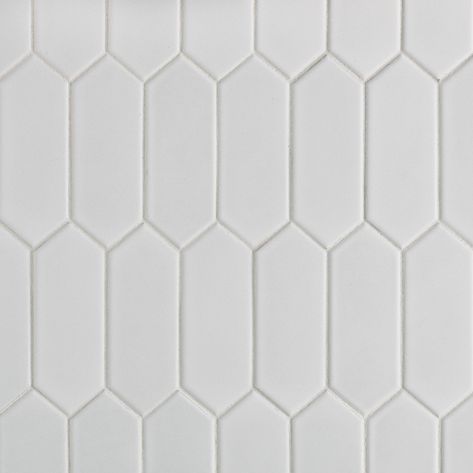 Picket Fence Backsplash Kitchen, White Picket Tile Backsplash, Timeless Kitchen Backsplash, Picket Tile Backsplash, White Shower Tile, Mulberry House, Tile Shapes, Matte Tile, Backsplash Designs