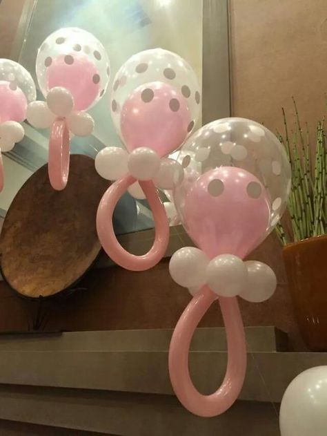 Balloon Pacifiers Balloon Pacifier Diy, Balloon Pacifier, Pacifier Balloons, Baby Balloons, Baby Shower Girl Diy, Baby Shower Balloon Decorations, Idee Babyshower, Baby Shower Deco, Baby Balloon