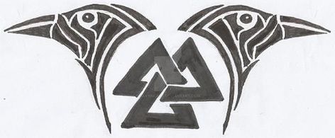 Valknut Tattoo Design, Valknut Tattoo, Rune Vichinghe, Huginn And Muninn, Tatuagem Masculina Pequena, Rune Tattoo, Norse Tattoo, Nordic Tattoo, Raven Tattoo