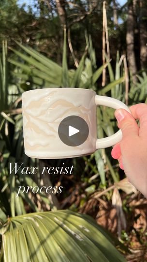 1.8K views · 214 reactions | A little peek into the wax resist process🤍 This is one of my favorite ways to decorate the surfaces of my pottery. The texture it gives is so satisfying to touch! 
•
#potteryprocess #waxresist #pottery #ceramic #handmademug | Ruth | Sugartapes · In The Train (Instrumental) Wax Resist Pottery, Wax Resist, Wax, Texture, Ceramics