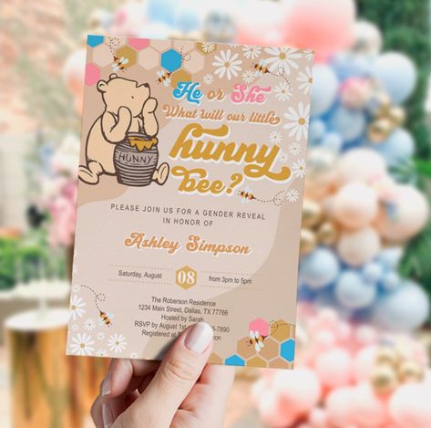 Classic Winnie the Pooh gender reveal invitation set, He or She, What our little hunny bee, tan, digital, printable, he or she, what willour little hunny be? Winnie The Poo Gender Revel, Pooh Themed Gender Reveal, Winnie The Pooh Gender Reveal Theme, Winne The Pooh Gender Reveal Party, Whinny The Pooh Baby Gender Reveal, What Will It Bee Gender Reveal Winnie The Pooh, Gender Reveal Themes Winnie The Pooh, Gender Reveal Party Winnie The Pooh, Gender Reveal Ideas For Party Winnie The Pooh