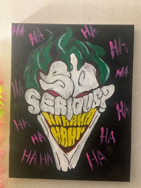 Joker Canvas Painting, Joker Canvas, Joker Painting, Art Inspo, Canvas Painting, Doodles, Paintings, Drawings, Canvas