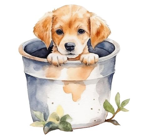 Puppy Art Cute, Cute Puppy Painting, Watercolor Art Ideas Animals, Watercolor Puppy Easy, Puppy Watercolor Paintings, Dogs Watercolor Paintings, Watercolour Inspiration Animals, Dog Watercolour Painting, Animals Painting Easy