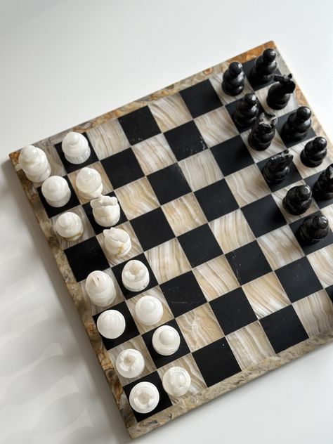 Such a cool, classy piece! Use for functional use or just for styling purposes. Would be so cute in a sitting room, on a bistro table, etc.

Game Room / Vintage Styling / Marble Chess Set / Bistro Game Table / Reading Room / Interior Design / Black & White / Vintage Items For Sale / Vintage Collection Coffee Table Chess Board, Interior Design Black, Table Reading, Chess Set Unique, Vintage Chess Set, Marble Chess Set, Elegant Coffee Table, Black Interior Design, Chess Table