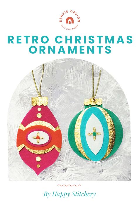 Handmade Christmas Presents, Blue Baubles, Felt Ornaments Patterns, Retro Ornaments, A White Christmas, Mid Century Christmas, Ornament Tutorial, Glass Bauble, Embroidery Supplies