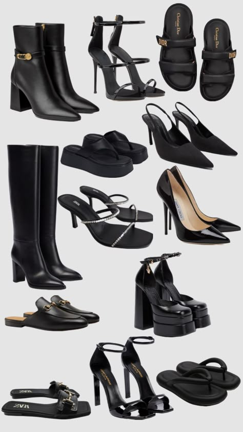 Luxury Black Heeled Boots, Basic Heels To Have, Black Stilettos Aesthetic, Black Heels Expensive, Black Heels Png Aesthetic, Black Stilleto Heels Aesthetic, Basic Heels, Pretty Heels, Fashion Shoes Heels