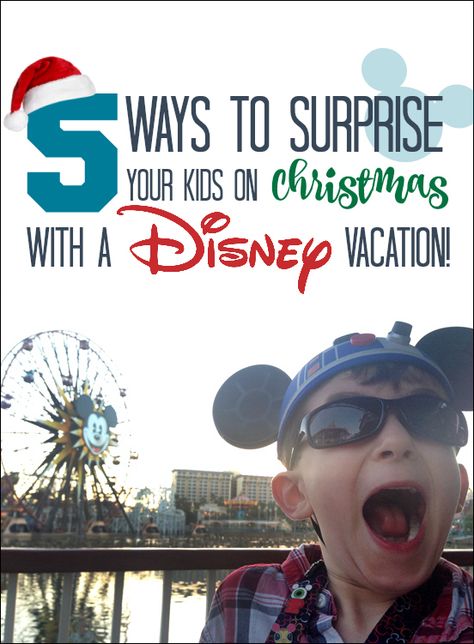 5 ways to SURPRISE your kids on Christmas with a Disney vacation Disney For Christmas Gift, How To Gift A Disney Trip For Christmas, Disneyland For Christmas Gift, Going To Disney Christmas Present, How To Give Disney Trip For Christmas, Disney Surprise Trip Ideas Christmas Gifts, Disney Surprise Trip Reveal Christmas, Disney Suitcase Surprise, Disney World Christmas Gift Ideas