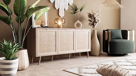 Sideboard Makeover, Mid Century Modern Sideboard, Sideboard Modern, Scandi Boho, Living Room Scandinavian, Changing Wall Color, Boho Stil, Modern Boho, Wall Colors