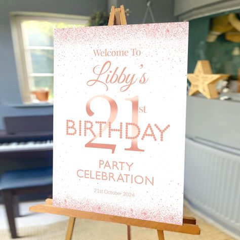 Rose Gold Welcome Sign, Gold Welcome Sign, 30th Birthday Sign, 40 Birthday Signs, 21st Birthday Sign, Birthday Rose Gold, Birthday Roses, Birthday Welcome Sign, Patterned Background