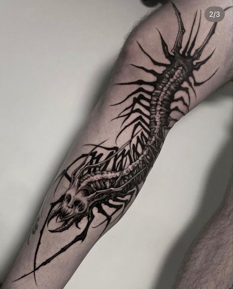 @marcelina_smokowska on instagram Centipede Tattoo Forearm, Creepy Centipede Tattoo, Millipede Tattoo, Centipede Tattoo Design, 3rd Eye Tattoo, Centipede Tattoo, Rip Tattoos For Mom, Siren Tattoo, Rip Tattoo