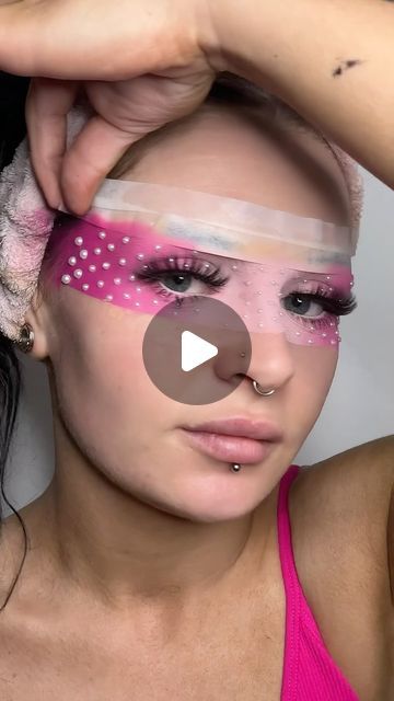 Tape Makeup Trend, Tape Makeup, Plouise Makeup, Pink Lilly, Plouise Makeup Academy, Carnival Makeup, Pink Lillies, Makeup Academy, Creative Makeup Looks