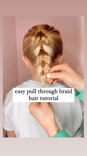 Two Braids Going Into A Ponytail, Basic Braid Tutorial, How To Do The Pull Through Braid, Rubber Band Braided Ponytail, How To Pull Through Braid, French Pull Through Braid Tutorial, Hair Pull Through Tool, Pull Through Braid Short Hair, Pull Through Braids Short Hair