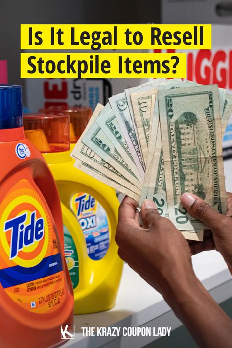 So you want to sell your stockpile? Well, we have our own moral opinions on this, but when we sat down and examined it, we wanted to answer one question: Is selling your couponing stockpile even legal? Well, the short answer is yes... BUT, there are some very real legal pitfalls to avoid that The Krazy Coupon Lady is here to explain. If you're learning how to coupon for beginners, this is something you need to know! Couponing Stockpile, Extreme Couponing Stockpile, How To Coupon, Tide Detergent, Apps That Pay You, Coupon Stockpile, Saving Hacks, Free Groceries, Sell Your Stuff