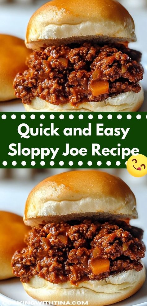 Need a fun and flavorful dish for your next family gathering? Discover this Easy Sloppy Joe Recipe, featuring savory ground beef and zesty sauce, making it an ideal choice for casual dinners and game days. Sloppy Joe Recipe With Carrots, Sloppy Joe’s Recipe, What To Make With 2 Pounds Of Hamburger, Good Sloppy Joe Recipes, Quick Ground Hamburger Recipes, Lunch Ideas Hamburger Meat, Easy Crockpot Sloppy Joes, Sloppy Joe Recipes Easy, Sloppy Joe Recipe Easy Simple