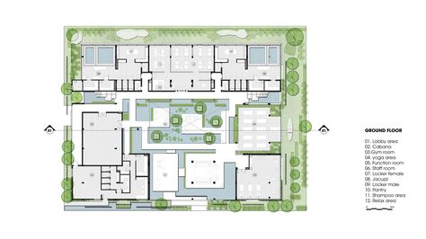 Gallery - Naman Spa / MIA Design Studio - 18 Lattice Wall, Spa Center, Resort Design, Landscape Design Plans, Spa Retreat, Centre Commercial, Garden Architecture, Spa Design, Ground Floor Plan