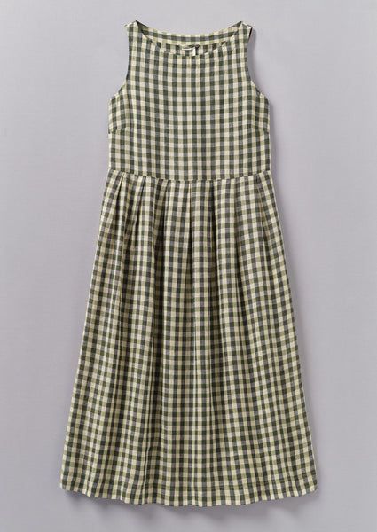 Gingham Linen Dress in Garden Green Linen Sundress, Gingham Linen, Simple Clothing, Calf Sleeve, Poplin Dress, Clothes Sewing Patterns, Gingham Dress, Workwear Dress, Linen Dress