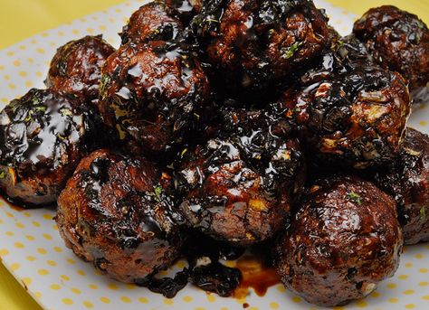 Italian and Asian combined... how very Marco Polo of me Sauce For Meatballs, Werewolf King, Rissoles Recipe, Plum Sauce Recipe, Ground Veal, Veal Meatballs, Meatloaf Meatballs, Happy Feast, Meatball Sauce