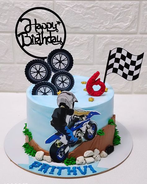 Durt bike theme cake Chocolate mousse with choco chips flavour cake #bike #biker #bikeride #bikelife #bikersofinstagram #cakedecorating #cakeart #cakedesign #cake #cakes #instacake #instafood #instalike #instagram #instadaily #birthday #baking #bestcakeinahmedabad #chandkhedacakes #gandhinagarcakes #bestcakeintown #baking #homebaker #entrepreneur #bussiness #trending #trendingcakes Cake For Bike Lover, 6 Birthday Cake Boy, Bike Cakes For Boys, Cake Designs Birthday For Boys, Bike Cake Design, Birthday Cake Designs For Boys, Simple Cake Designs For Boys, Car Theme Cake For Kids, Simple Birthday Cake For Boys