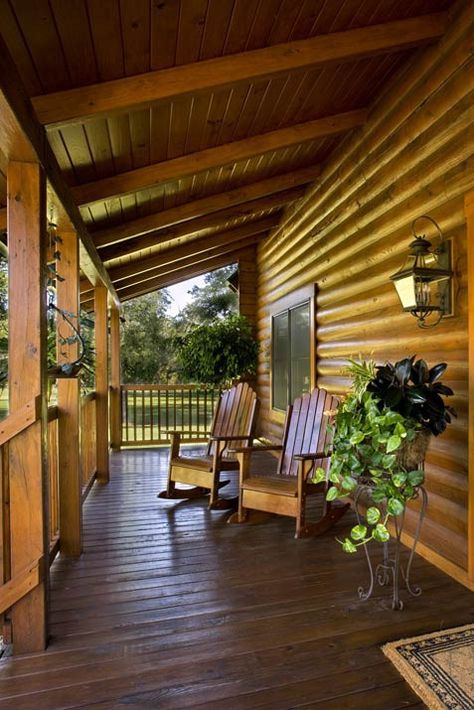 Beautiful Log Cabin with Wrap Around Porch 2900 Union Hill Road Union Grove, AL 35175 . Log Cabin Deck Ideas, Western Porch, Log Cabin Home Kits, Cabin Porches, Dream Porch, Big Porch, Cabin Porch, Wood Porch, House Porch