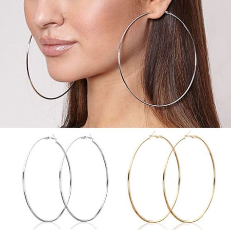 jewelrycent.com Find many great new & used options and get the best deals for 3-10cm Women Statement Jewelry Ladies Gold Silver Big Circle Hoop Earrings Gift at the best online prices at eBay! Free delivery for many products! Hoop Jewelry, Geometric Statement Earrings, Ear Drop, 14k Gold Hoop Earrings, Hoop Earrings Style, Big Hoop Earrings, Alloy Earrings, Gold Statement Earrings, Earring Gold