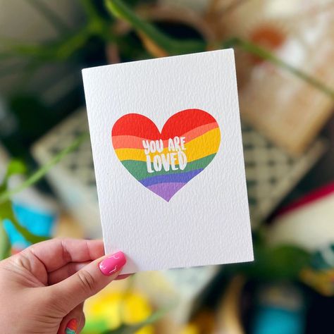 Charity Gay Pride LGBTQ 'you Are Loved' Rainbow Card - Etsy UK Gay Wedding Card, Send Love, Rainbow Card, Love Rainbow, Gay Wedding, One Love, Love Cards, Stationery Cards, Blank Greeting Cards