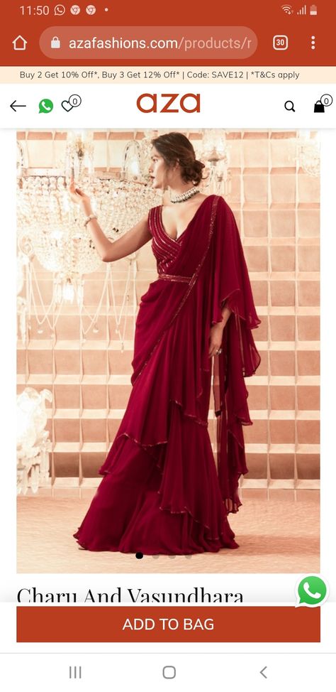 Maroon Ruffle Saree, Red Indo Western Outfit For Women, Red Ruffle Saree, Ruffled Saree, Indo Western Outfits For Women, Diwali Outfit, Onam Outfits, Suit Styles, Indian Suit