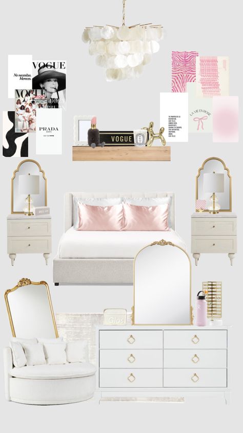 #roominspo #preppy #classy #gorgeous #modern #modelaesthetic #pink Classy Rooms, White Room Decor, College Dorm Room Decor, Classy Bedroom, Crazy Ideas, Photos Of People, Dorm Room Inspiration, Hilarious Photos, Gold Girl