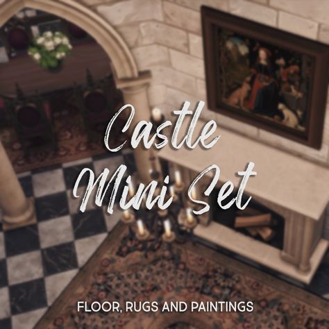 Checkered Floor, Sims 4 Decades Challenge, Sims Medieval, Antique Paintings, Vintage House Plans, Castles Interior, New Mods, Sims 4 Cc Furniture, Painted Rug