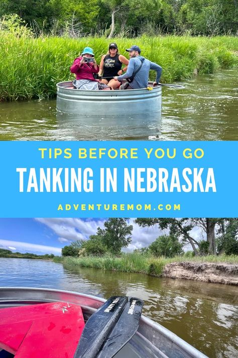 Tanking in Nebraska! A Really Fun Float Trip on the River. This unique adventure down a river in Nebraska is worth it! If you love outdoor adventures and are planning a trip to Nebraska this is one family fun activity that you must - try. This is something you want to add to your list of fun things to do in nature in Nebraska. If you want to know more about tanking get all of the details here, including what to expect, how many people can go, outfiters, tips, packing, and more. Things To Do In Nature, Floating Tank, Cool Airbnb, Things To Do In Nebraska, 50 States Travel, Underrated Travel Destinations, City Parks, Float Trip, Usa Roadtrip