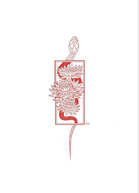 Tattoo idea snake Chinese New Year Snake Tattoo, Fine Line Snake And Flower Tattoo, Year Of The Snake Tattoo Chinese Zodiac, Thai Snake Tattoo, Snake Tattoo Japanese Style, Chinese Snake Art, Snake And Cherry Blossom Tattoo, Snake Tarot Card, Korean Art Tattoo