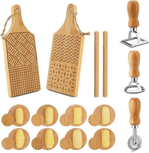 Amazon.com: 7PCS Gnocchi Board Set Gnocchi Pasta Wood Board with Rolls Ravioli Stamp Cutter Cavatelli Board Making Tools for Pasta Gnocchi Maker Pasta Board Kitchen Ideal Gift : Home & Kitchen Garganelli Pasta, Gnocchi Board, Kitchen Gift Ideas, Pasta Board, Pasta Making Tools, Pasta Gnocchi, Pastry Making, Gnocchi Pasta, How To Cook Gnocchi