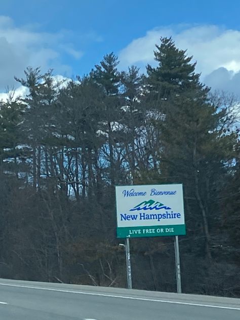 ☺️❤️ State Welcome Signs, Cross Country Trip, Moving Tips, North America Travel, Street Signs, Cross Country, New Hampshire, Hampshire, Welcome Sign