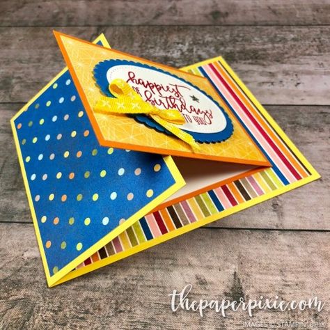 The Paper Pixie, Paper Pixie, Joy Fold Card, Fancy Fold Card Tutorials, Card Making Templates, Birthday Stamps, Card Folds, Card Making Tips, Shaped Cards