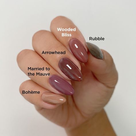 CND on Instagram: “Check out how Wooded Bliss compares to some of our other shades. #CNDWildRomantics . . . . . #nailstagram #nailsoftheday #nails💅…” Cnd Winter Glow, Cnd Beau, Cnd Shellac Wooded Bliss, Cnd Shellac All Frothed Up, Vinylux Nail Polish, Cnd Shellac Cuddle Up, Regular Nail Polish, Nude Polish, Cnd Vinylux