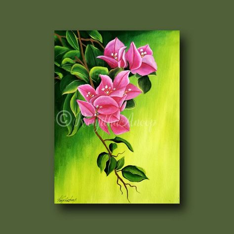 My Paintings, Bougenville Painting, Flower Canvas Painting Ideas, How To Paint Bougainvillea, Oil Paintings On Canvas, Acrylic Painting Flowers On Canvas, Flowers Painting Acrylic, Bougainvillea Acrylic Painting, Flower Canvas Painting