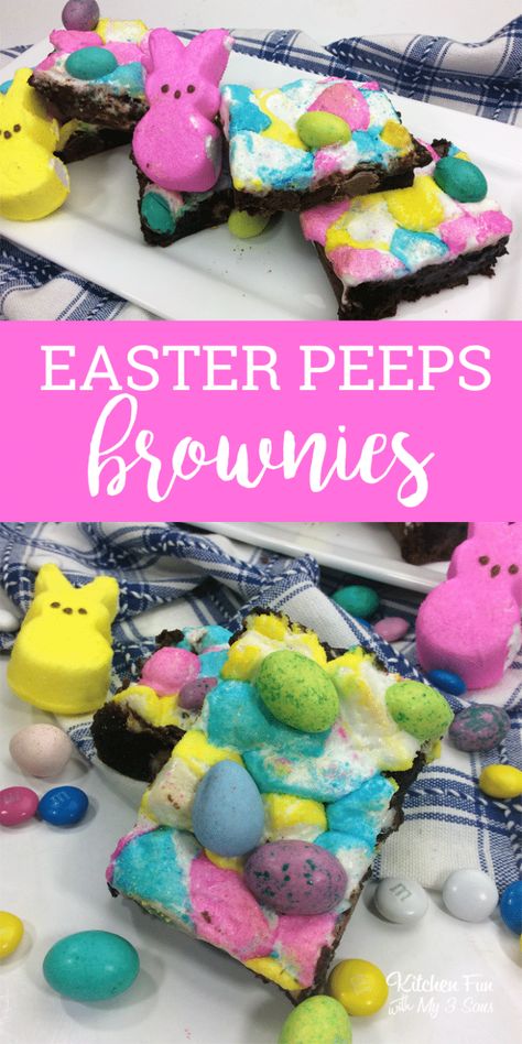 Peep Brownies Peep Brownies, Easter Brownie, Peeps Dessert, Easter Brownies, Peeps Recipes, Easter Deserts, Marshmallow Brownies, Peeps Candy, Gifts Kids Can Make