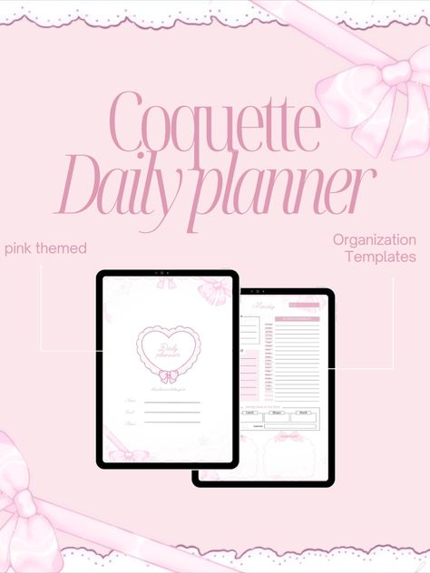 7 day Coquette Pink Daily Planner for everyday Journaling fitnessgoalplanner #kidprintableplanner #plannerprintables #freeplannertemplates. Pink Daily Planner, Daily Planner Design, Simple Daily Planner, Daily Work Planner, Daily Planner Sheets, Free Planner Templates, Daily Planner Printables Free, Daily Routine Planner, Free Daily Planner