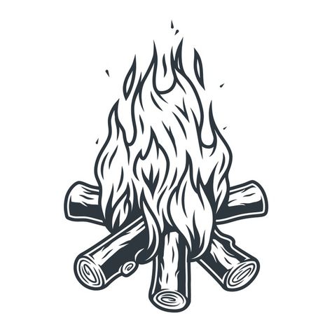 Camp Fire Doodle, Camp Fire Tattoo Ideas, Campfire Tattoos, Camping Tattoo Ideas, Fire Doodle, Camp Tattoo, Fire Tattoo Designs, Campfire Tattoo, Fire Silhouette