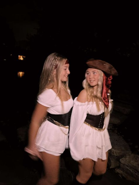 #bestfriends #halloween #halloweencostume #halloweencostumeinspo #pirates #party #cute Pirates For Halloween, Halloween Costumes For Blondes And Brunettes, Cute Halloween Costumes With Friends, Easy Halloween Party Costumes, Shimmer And Shine Halloween Costume, Duo Unique Halloween Costumes, Pirate Cute Costume, Adult Halloween Party Costumes, Duo Blonde And Brunette Costume