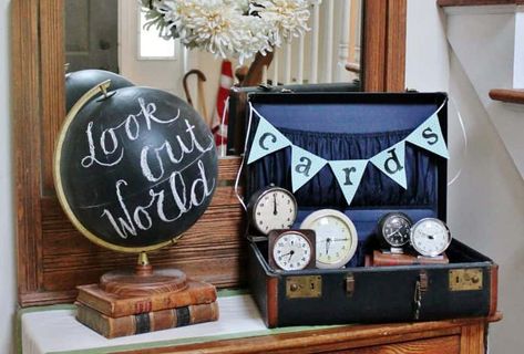 Grad Party Travel Theme, Grad Card Table Ideas, Travel Theme Graduation Party, Senior Display Table Ideas 2023, Adventure Graduation Party, Travel Graduation Party Ideas, Graduation Table Display, Grad Table Display, Senior Table Display