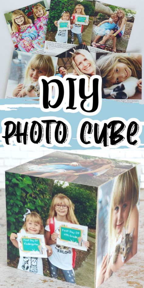 Christmas Presents For Grandparents, Diy Photo Cube, Picture Cube, Photo Transfer To Wood, Photo Gifts Diy, Photo Cube, Fun Money, Photo Cubes, Creative Kids Crafts